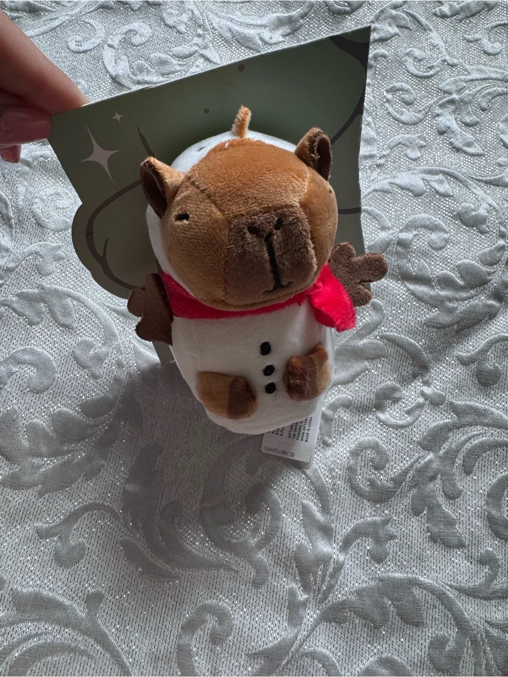 Plush Dog Snowman Toy with Pink Scarf